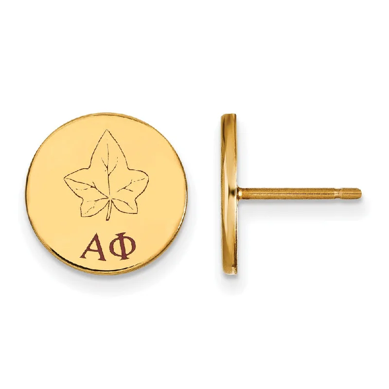 Pearl Stud Earrings-14K Plated Silver Alpha Phi Enamel Post Earrings