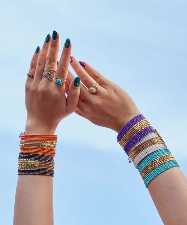 Sparkly Gold Bangles-Delightful Beaded Bangle