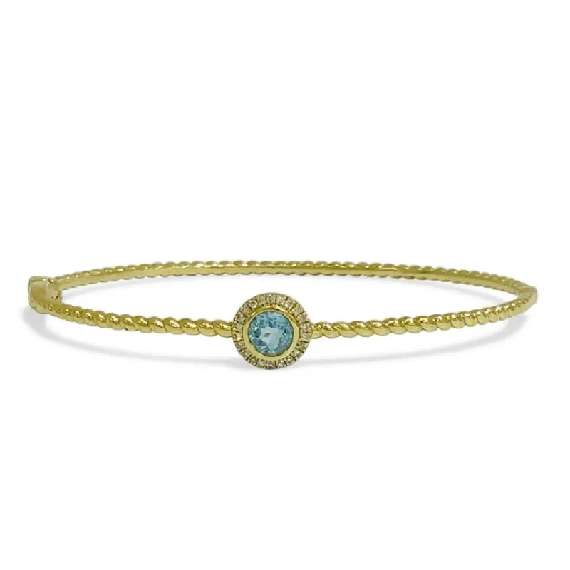 Beautiful Sterling Silver Bracelets-Blue Topaz and Diamond Bangle Bracelet