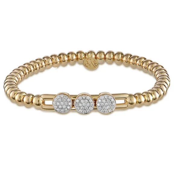 Trendy Name Bracelets-Hulchi Belluni Bracelet with Three Pave Diamond Moveable Stations  20395-YW