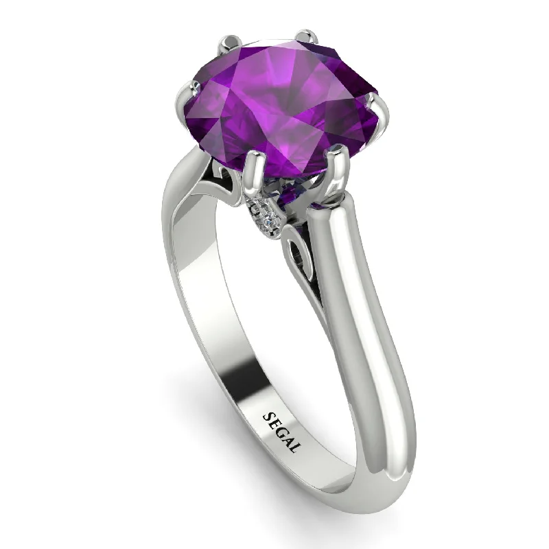 Dainty Silver Rings-3ct Amethyst Engagement Ring - June No. 303