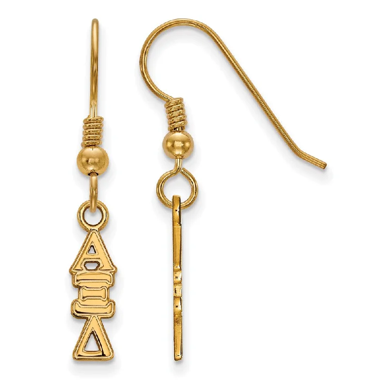 Custom Gold Earrings-14K Plated Silver Small Alpha Xi Delta Dangle Earrings