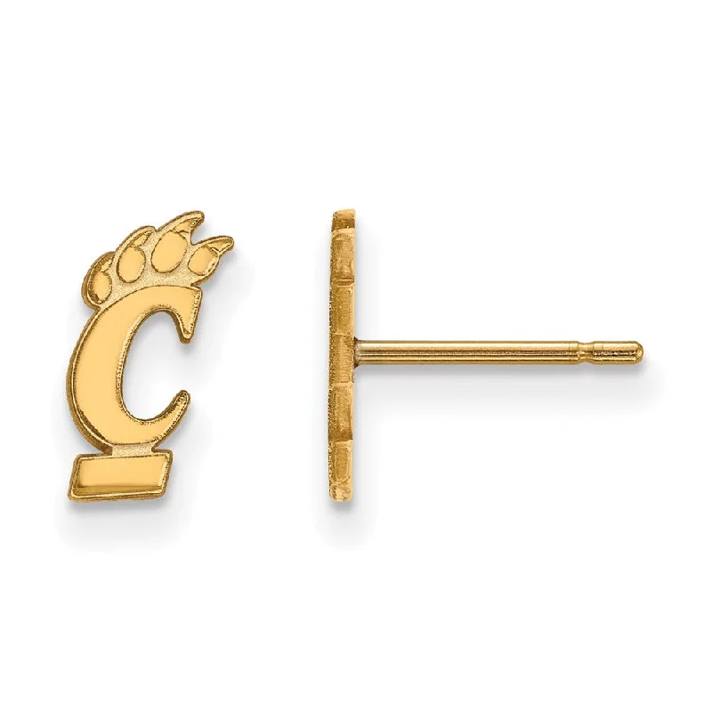 Unique Gold Earrings-14k Gold Plated Silver University of Cincinnati XS Tiny Post Earrings