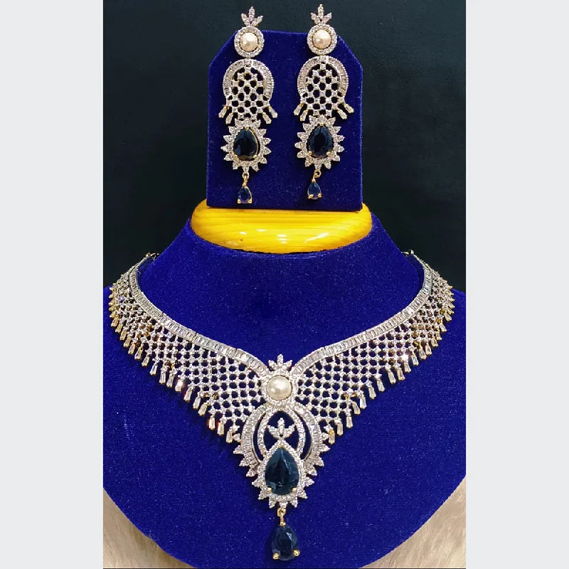 Sparkling Gold Necklaces-Jain Jewellers Gold Plated AD Stone  Necklace Set