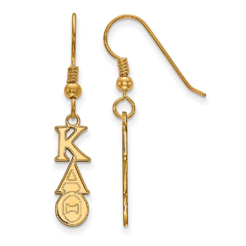 Gold Crystal Earrings-14K Plated Silver Kappa Alpha Theta XS Dangle Earrings