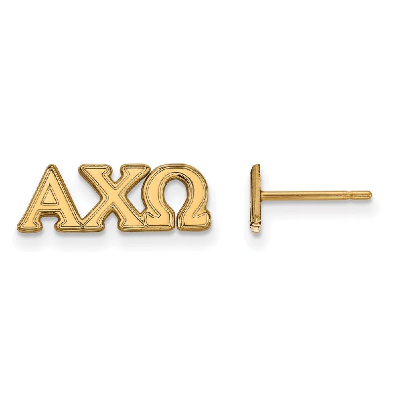 Silver and Gold Earrings-14K Plated Silver Alpha Chi Omega XS Post Earrings