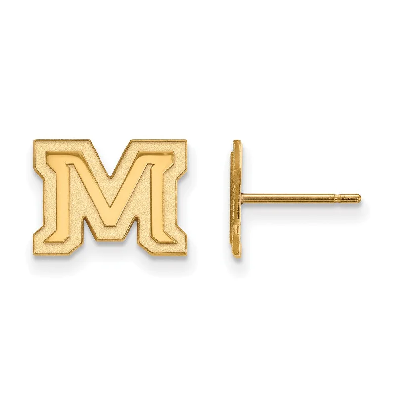 Fine Gold Earrings-14k Yellow Gold Montana State University XS (Tiny) Post Earrings