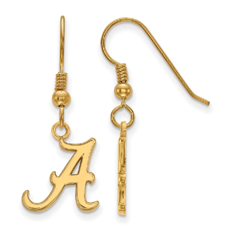 Trendy Gold Earrings-14k Gold Plated Silver University of Alabama SM Dangle Earrings