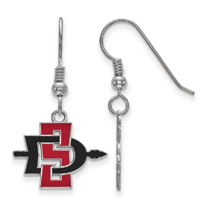 Long Dangle Earrings-Sterling Silver San Diego State University Small Dangle Earrings