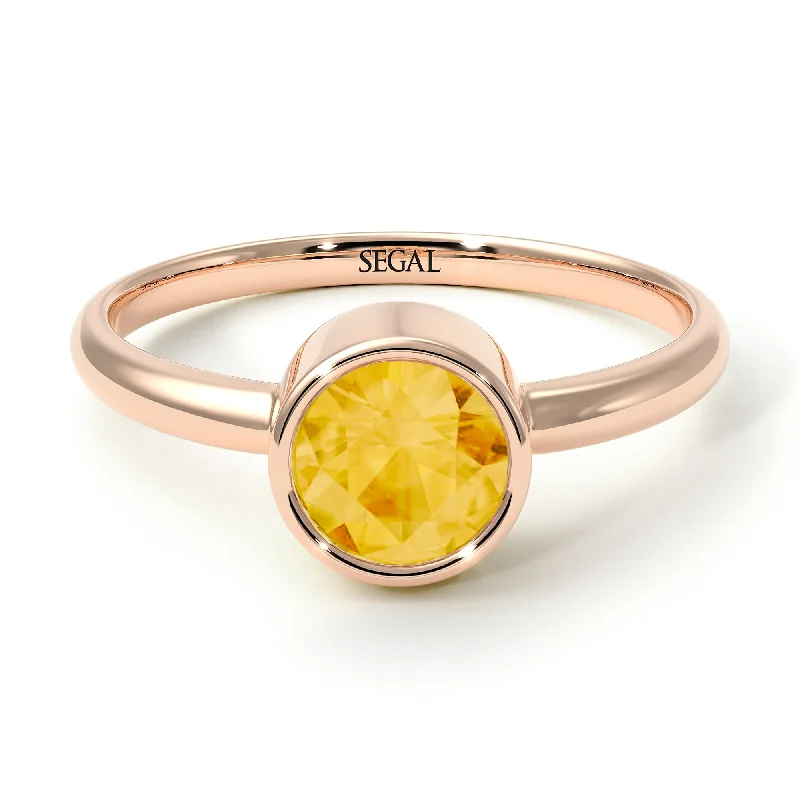 Dainty Silver Rings-Solitaire Bezel Citrine Ring - Emerson No. 602