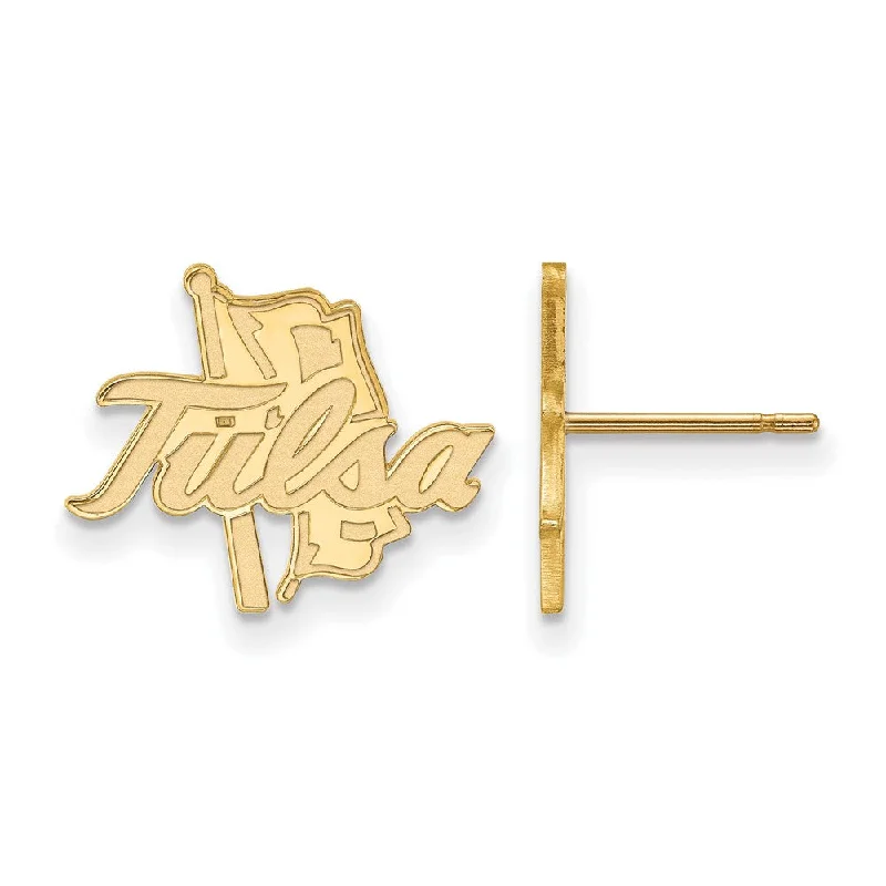 Diamond Hoop Earrings-14k Gold Plated Silver The University of Tulsa Post Earrings