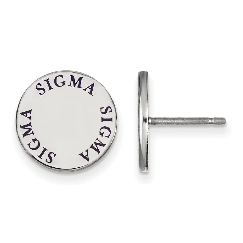 Unique Silver Stud Earrings-Sterling Silver & Enamel Sigma Sigma Sigma Post Earrings