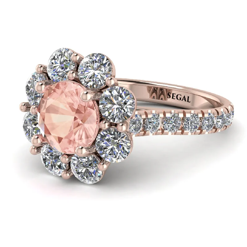 Men’s Wedding Bands-Glamorous Morganite Halo Engagement Ring - Amaya No. 902