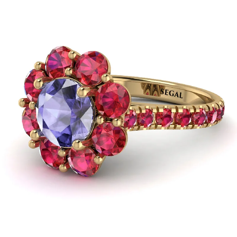 Women’s Statement Rings-Glamorous Tanzanite Halo Engagement Ring - Amaya No. 210