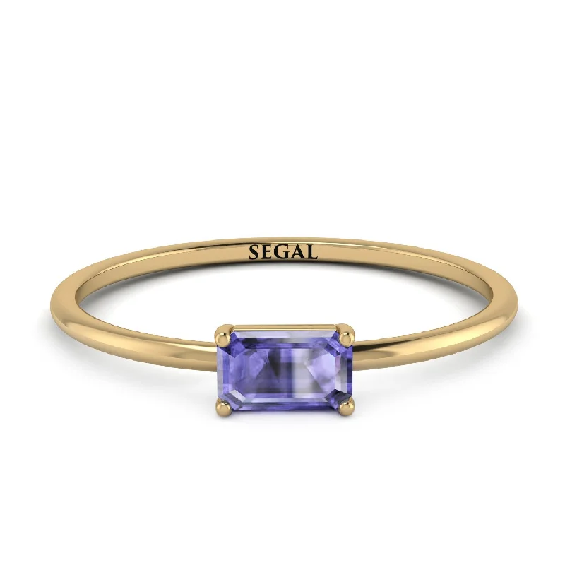 Birthstone Rings for Women-Minimalist Emerald Cut Tanzanite Ring - Isla No. 201