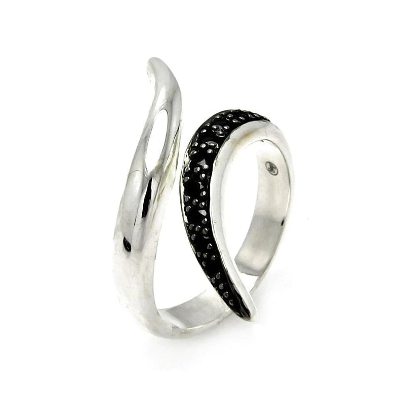 Colorful Engagement Rings-Silver 925 Rhodium and Black Rhodium Plated Black CZ Ring