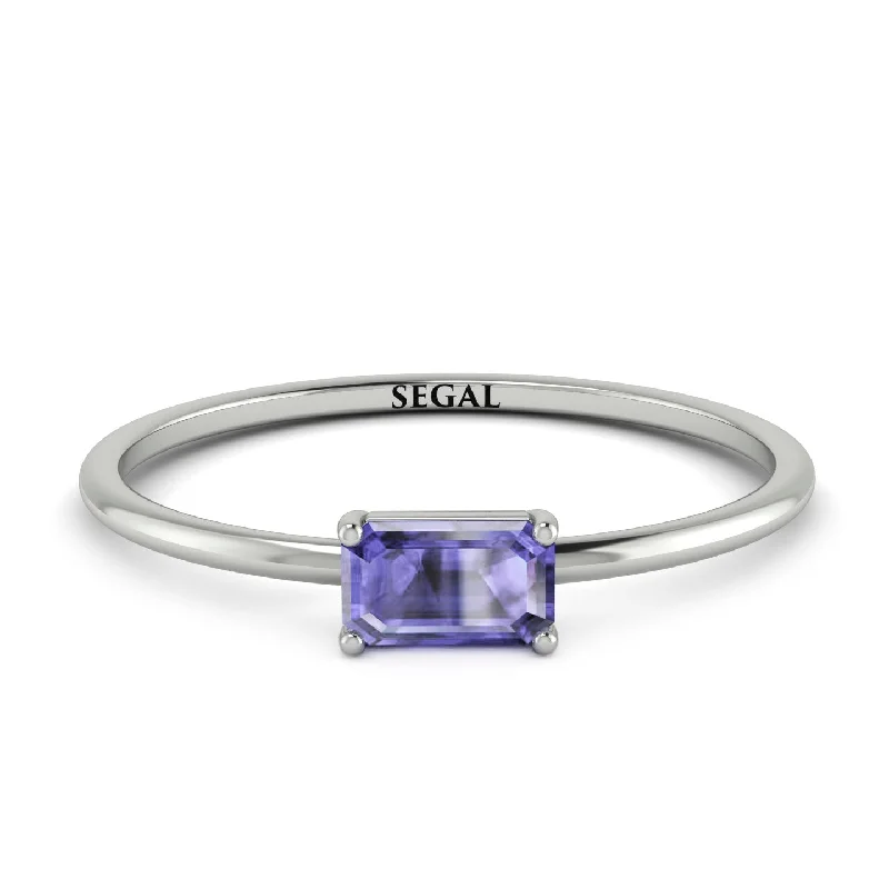 Customizable Rings for Women-Minimalist Emerald Cut Tanzanite Ring - Isla No. 203