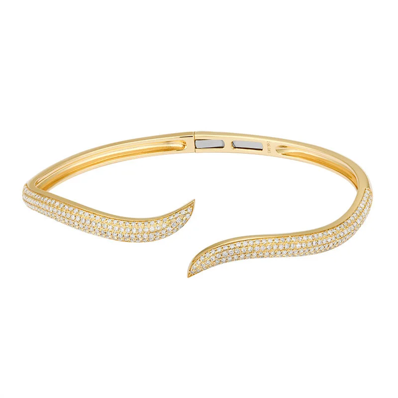 Chunky Gold Bangles-Twist Diamond Bangle