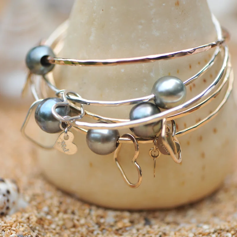 Beautiful Diamond Bangle Sets-Tahitian Pearl Bangle