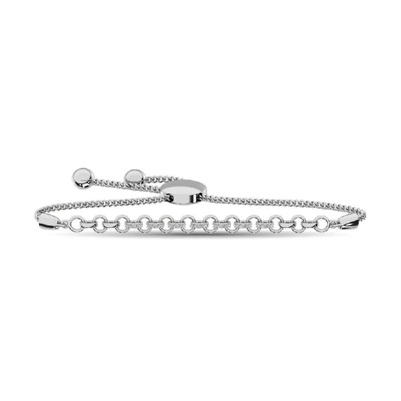 Trendy Charm Bracelets-Diamond Bolo Bracelet 1/20 ct tw in Sterling Silver