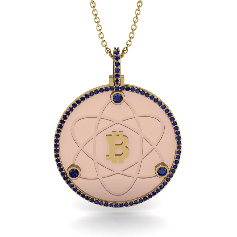 Sparkling Heart Pendant Necklaces-Bitcoin Sapphire Atom Necklace - Kingston No. 40