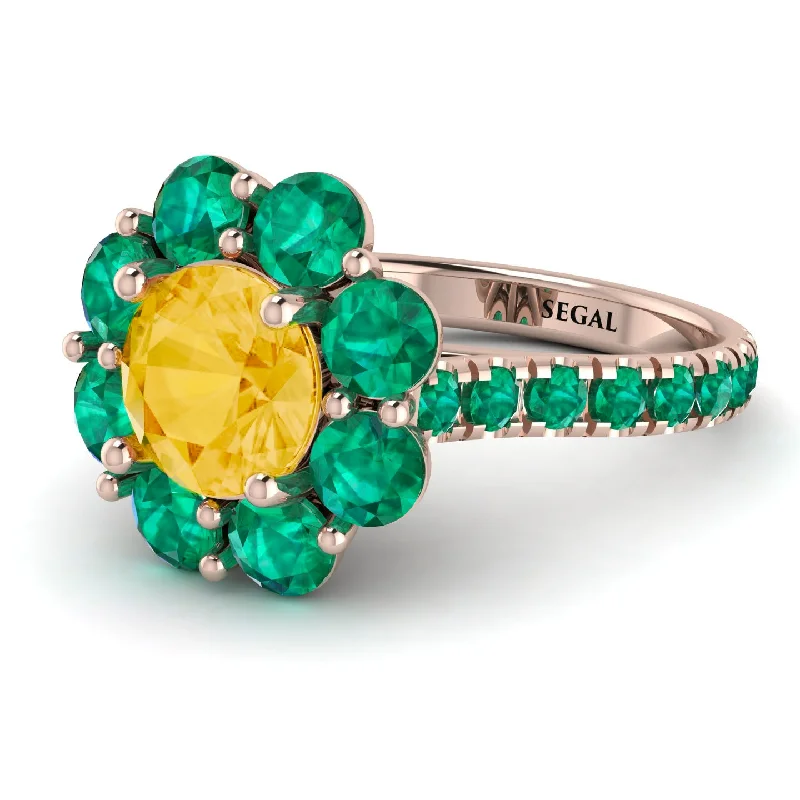 Trendy Engagement Ring Sets-Glamorous Citrine Halo Engagement Ring - Amaya No. 605