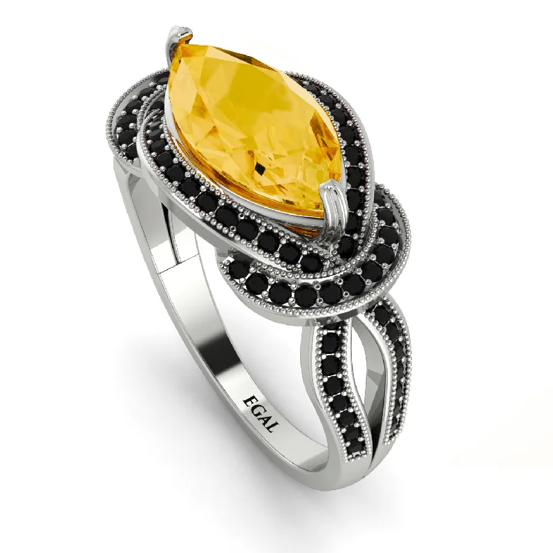 Luxury Engagement Rings-Milgrain Marquise Citrine Engagement Ring - Marley No. 609