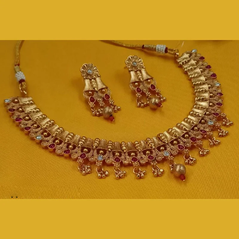 Boho Necklace for Women-Padmawati Bangles Gold Plated Crystal Stone And Pearls Necklace Set