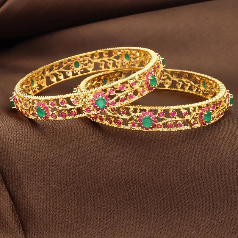 Modern Gold Wedding Bangles-Designer Zirconia Bangles ZBGL10179