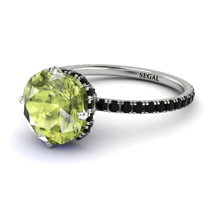 Beautiful Wedding Ring Sets-Double Hidden Halo Peridot Engagement Ring - Angelina No. 709